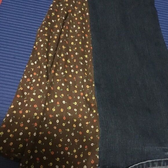 Express 70s Y2K Vintage Flare Bell Bottom Hippie Flower Embroidered Jeans 12 - Picture 8 of 12